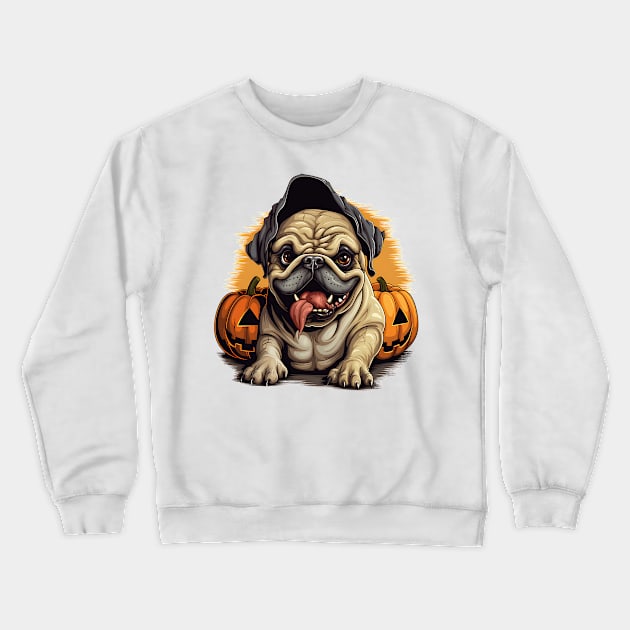 Halloween Bulldog #3 Crewneck Sweatshirt by Chromatic Fusion Studio